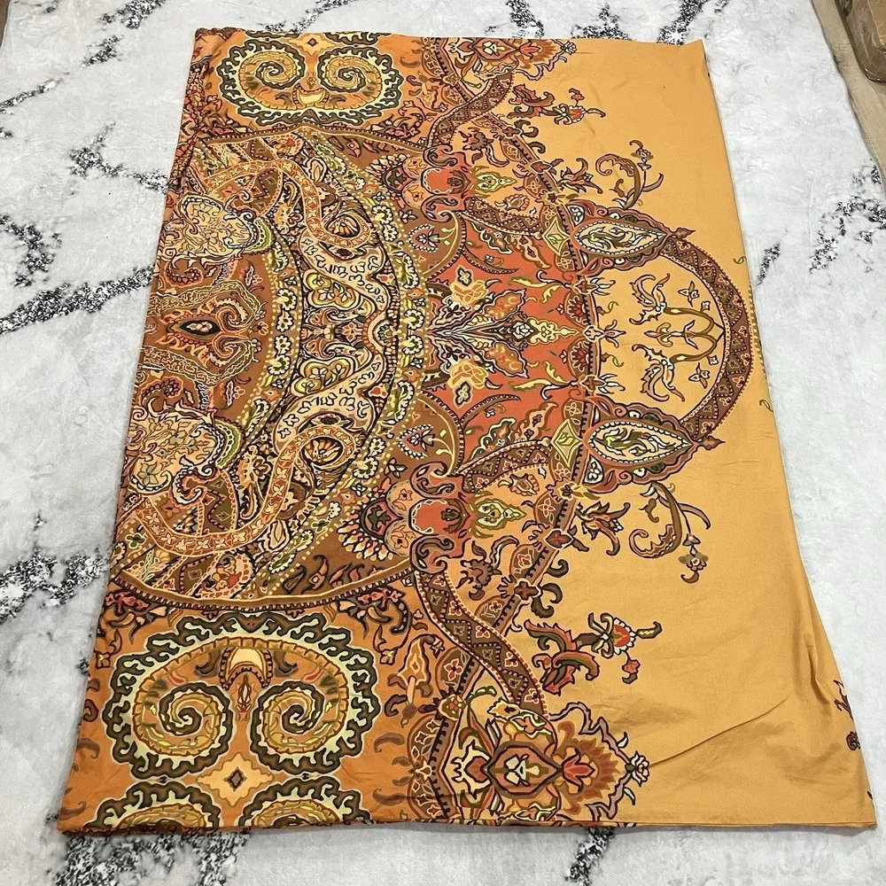 UO Home Twin Duvet Cover Orange Paisley Boho Reversible Cotton Bedding